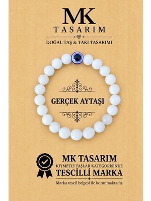 MK Tasarım Gerçek Aytaşı Bileklik MK.7000.859- Rahatlık-Dinginlik-Enerji- Stres Bilekliği- Renkleri Boya Değildir -Kendi Rengidir