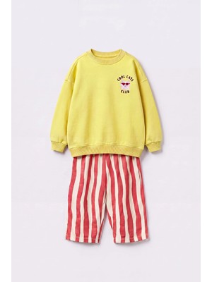 Magu Çocuk Cool Cats Club Sweatshirt ve Çizgili Eşofman Takımı