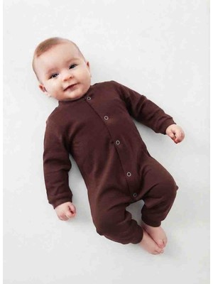 Güler Butik ​unisex Yeni Doğan ve Bebek Hakim Yaka Çıtçıtlı Mürdüm Soft Penye Karışımlı Tulum - Esnek Dokulu Uzun Kollu Salopet