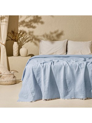 Matmel Soft Milva Çift Kişilik Çok Amaçlı Örtü - Mavi - 200X230 cm