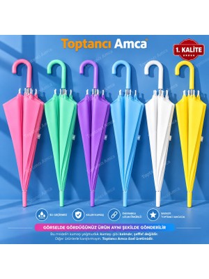 Toptancı Amca Renkli Çocuk ve Kadın Şemsiye Kalın Kumaşlı Su Geçirmez Dayanıklı Şemsiye  90 cm Çaplı