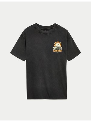 Marks & Spencer Saf Pamuklu Kısa Kollu SmileyWorld® T-Shirt (6-16 Yaş)