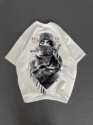 Mythrıva  Unisex Baskılı Oversize T-Shirt - Beyaz