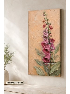 Premium Pembe Yüksük Otu Dalı Çerçevesiz Kanvas Tablo