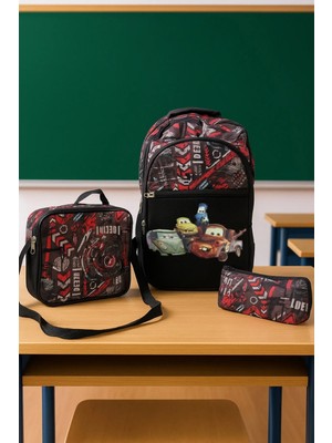 Newbag Speed Car Erkek Çocuk Sırt Ilkokul Çantası-3'lü Set