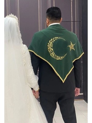Evsay Kına Gecesi Damat Asker Omuz Şalı Şifon Ay Yıldız Işlemeli