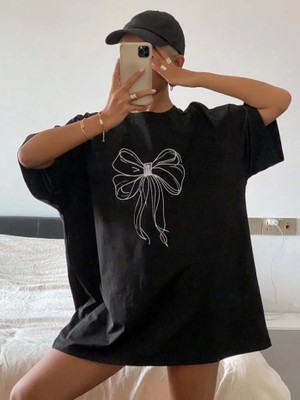 Mythrıva  Baskılı Oversize T-Shirt - Siyah