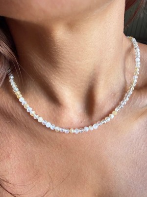 Aida Jewelss Gümüş Kilitli 4mm Sitrin Taşı Doğalt Taş Kolye