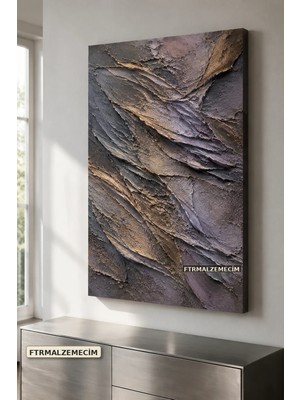 Premium Leylak ve Bronz Kıvrımlar Çerçevesiz Kanvas Tablo