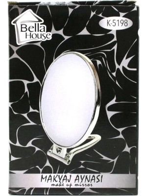 Oval - Gümüş 6.5 INC=16.5X13CM Makyaj Aynası Çift Taraflı Katlanır Ayaklı BX40