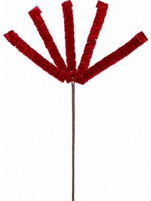 Dekorsende Yılbaşı Süsü Kadife Sarmal / Fırfır Dal Kırmızı 50 cm