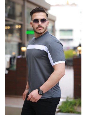 Mythrıva  Erkek Şerit Detaylı Kısa Kollu T-Shirt