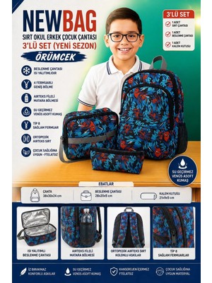Newbag Örümcek Erkek Çocuk Sırt Ilkokul Çantası-3'lü Set (Yeni Sezon)