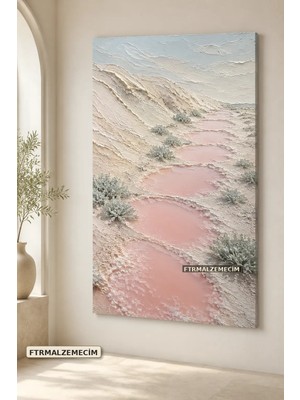 Premium Pastel Pembe Su Birikintileri Çerçevesiz Kanvas Tablo