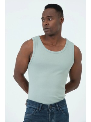Gamaro Erkek Halter Yaka Penye Kaşkorse Fitted Kalıp Sporcu Likralı Atlet