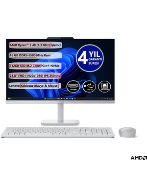 Lenovo A105 Aıo Amd Ryzen™ 5 40 16GB 512GB SSD 23.8" Fhd IPS Freedos Aıo Monitör Bılgısayar Pc