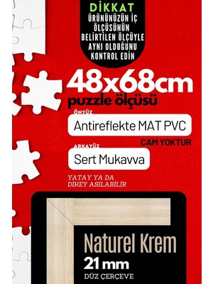 Brf Store Shopandenjoy 21LIK Puzzle Poster Resim Çerçevesi Pvcli Postersiz Resimsiz Çerçeve (Naturel Krem, 48X