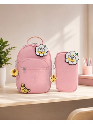 Kipling Kız Çocuk Anaokul Çantası 2'li Set ( Çanta ve Kalemlik ) KPSETKPKI585301