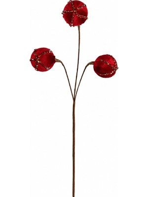 Dekorsende Yılbaşı Süsü Dal Kadife 3'lü Top Bordo 70 cm