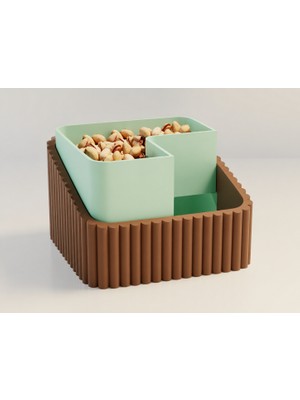 Brf Store Shopandenjoy Fıstık Kasesi – 3D Baskı Çift Hazneli Kabuk Ayırıcı Sunum Kasesi - Kahverengi Mint