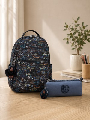 Kipling Erkek Çocuk Okul Çantası 2'li Set ( Çanta ve Kalemlik ) KPSETKPKI610171M37