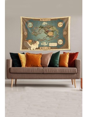 Brf Store Shopandenjoy Ontheclouds Mavi Avatar Dünya Haritası Leke Tutmaz Kadife Kumaş Duvar Örtüsü Duvar Halı