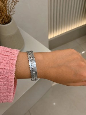 Mare Butik Silver Taş Detaylı Geometrik Bileklik