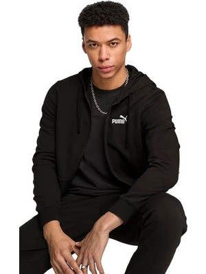 Puma Essentials Erkek Kapüşonlu Ceket Siyah 68258801
