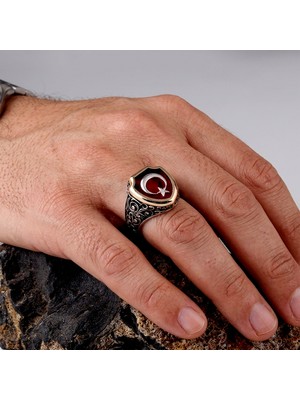 Takı925 Ayyıldız Model Mineli 925 Ayar Gümüş Yüzük