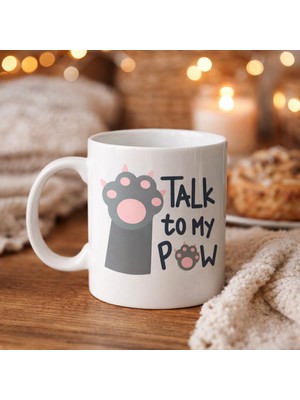 Bezos Talk To My Paw – Sevimli Kedi Patili Porselen Kupa Model 57