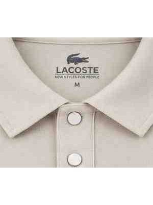 Lacoste Polo Yaka Regular Fit Çıtçıt Kapama Bej Erkek Uzun Kol