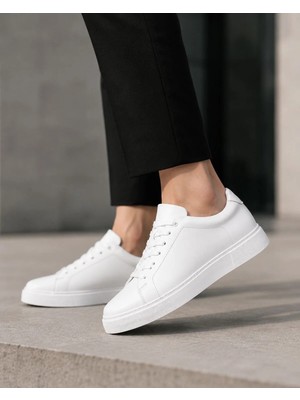 Endemre El Yapımı Iç Dış %100 Hakiki Deri Erkek Beyaz Sneakers Ayakkabı