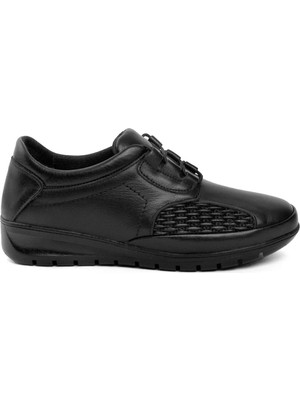 Voyager 8585 Kadın Hakiki Deri Comfort Casual Ayakkabı Siyah