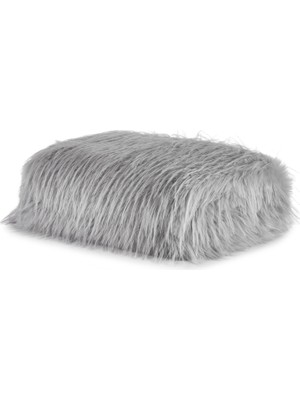 Rumija Home Gri Uzun Kürk Luxury Throw Battaniye 140 x 190 cm