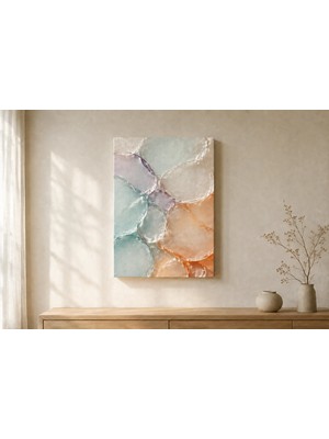 Premium Pastel Hücre Mozaığı Çerçevesiz Kanvas Tablo