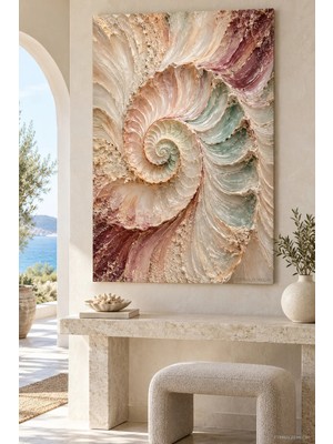 Premium Pastel Spiral Kabuk Çerçevesiz Kanvas Tablo
