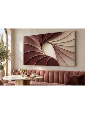 Premium Bordo Güneşin Dairesel Işınları Çerçevesiz Kanvas Tablo