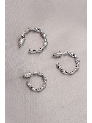 Sbusshop Burgu Model Gümüş Metal Küpe Seti 5886 - SB001M-48WQ13