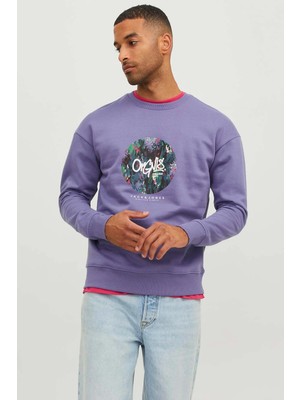 Jack & Jones Jorsılverlake Sweat Crew Mor Erkek Sweatshirt
