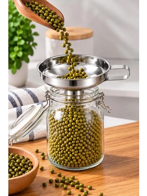 CoverZone Paslanmaz Çelik Huni, Saplı Geniş Ağızlı Mutfak Hunisi, Kavanoz ve Şişe Dolum Aparatı, Yağ, Bal, Sos, Un ve Bakliyat Için Çok Amaçlı Metal Huni, Hun-01