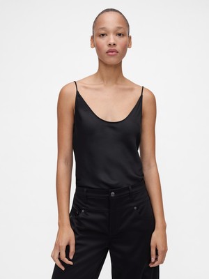 Gap Kadın Siyah Gapstudio Saten Cami Bluz