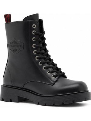 Harley Davidson Harley-Davidson Cree Kadın Bot – Hakiki Deri – Kauçuk Taban – Siyah Deri / Off White Deri – Günlük & Outdoor Kullanım