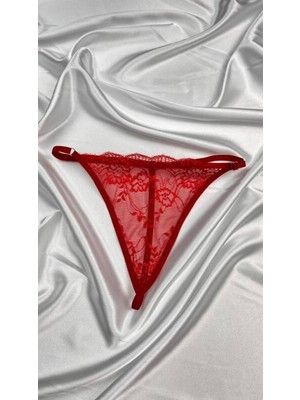 Kırmızı Transparan Dantel Tanga Külot - ANKA005985-3272