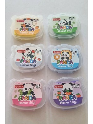Modellino 6'lı 6 Farklı Renk Panda Kutulu Ufen Hamur Silgi