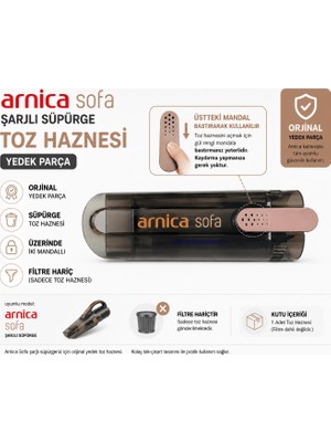 Arnica Fl Sofa Şarjlı Süpürge Toz Haznesi Grubu Rose Hf (Mandallı Orjinal Yedek Parça)