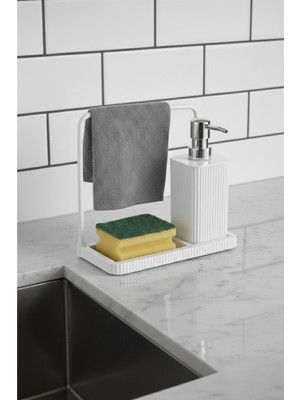 Umut Collection Havluluklu Sıvı Sabunluk & Havlu Asma Aparatlı Sıvı Sabunluk Beyaz 400 ml