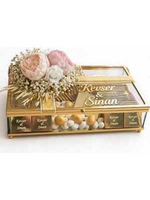 Evren Hediyelik - Kişiye Özel Gold Cam Sandık Çikolata Kutusu