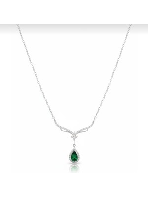 Lunel Silver 925 Ayar Gümüş Zarif Damla Taşlı Kolye (3,61 Gr.)