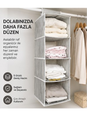 Çınars Home 4 Gözlü Askılı Dolap Içi Düzenleyici Organizer – Katlanabilir Raflı Dolap Organizeri 24X29X64 cm