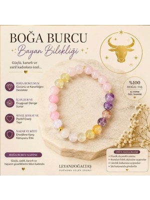 Leyan Doğal Taş Boğa Burcu Kadın Doğal Taş Bileklik - Özel Tasarım